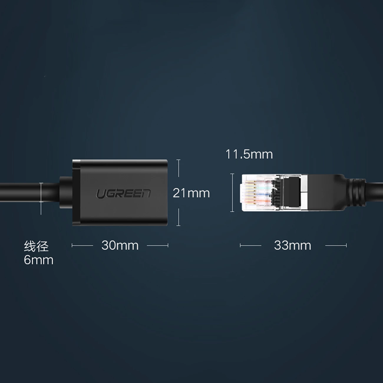 Kabllo rrjeti Ugreen NW112, RJ45 (femër) - RJ45 (mashkull), Cat. 6, 0.5m, e zezë