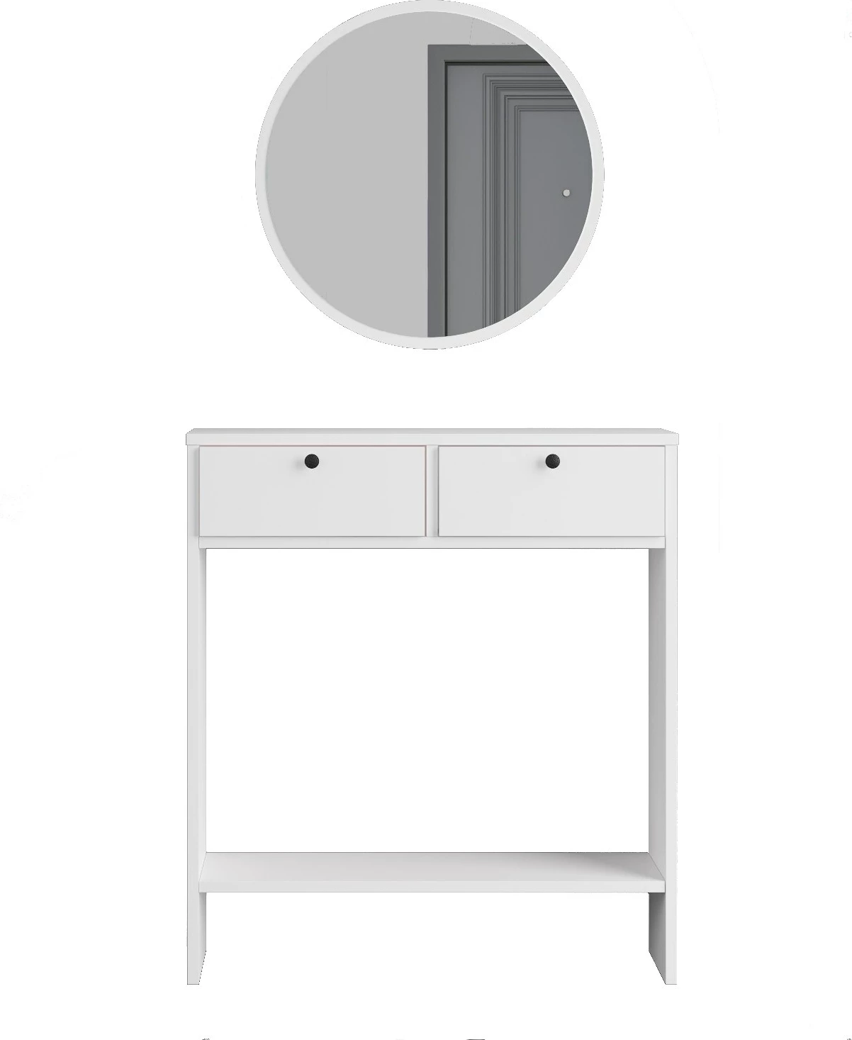 Komodë me pasqyrë, ngjyrë e bardhë, Hanah Home, Lr1-W