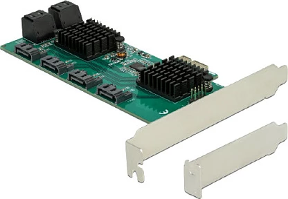 Kartelë zgjerimi PCIe DeLOCK x1, 8-Port SATA 6 Gbit/s, Low-Profile, e zezë/jeshile/gri