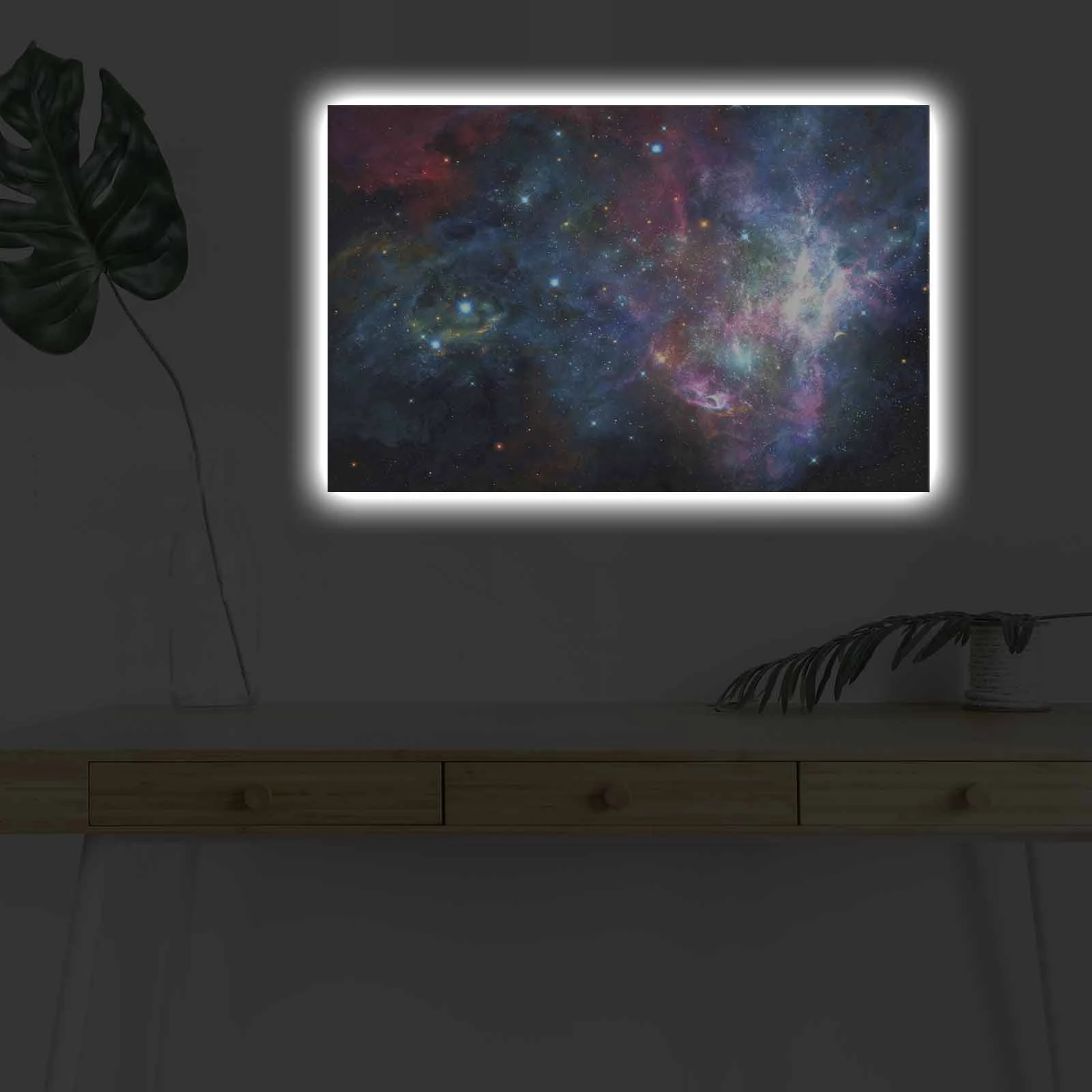Pikturë dekorative me drita LED, kanavacë, NASA-024, shumëngjyrëshe, 45x70cm