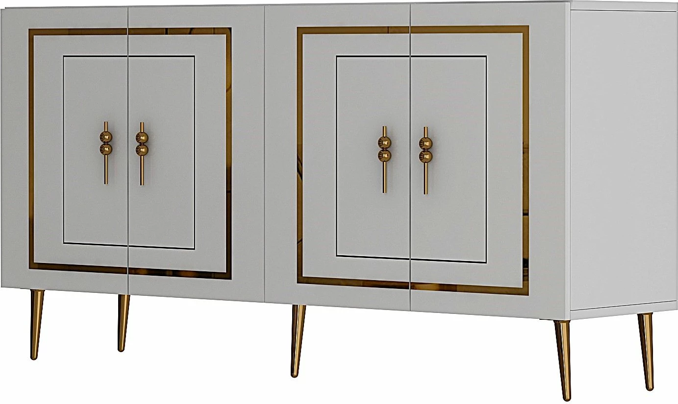 Konsolë moderne, e bardhë dhe e artë, Skye Decor, Piero KB150