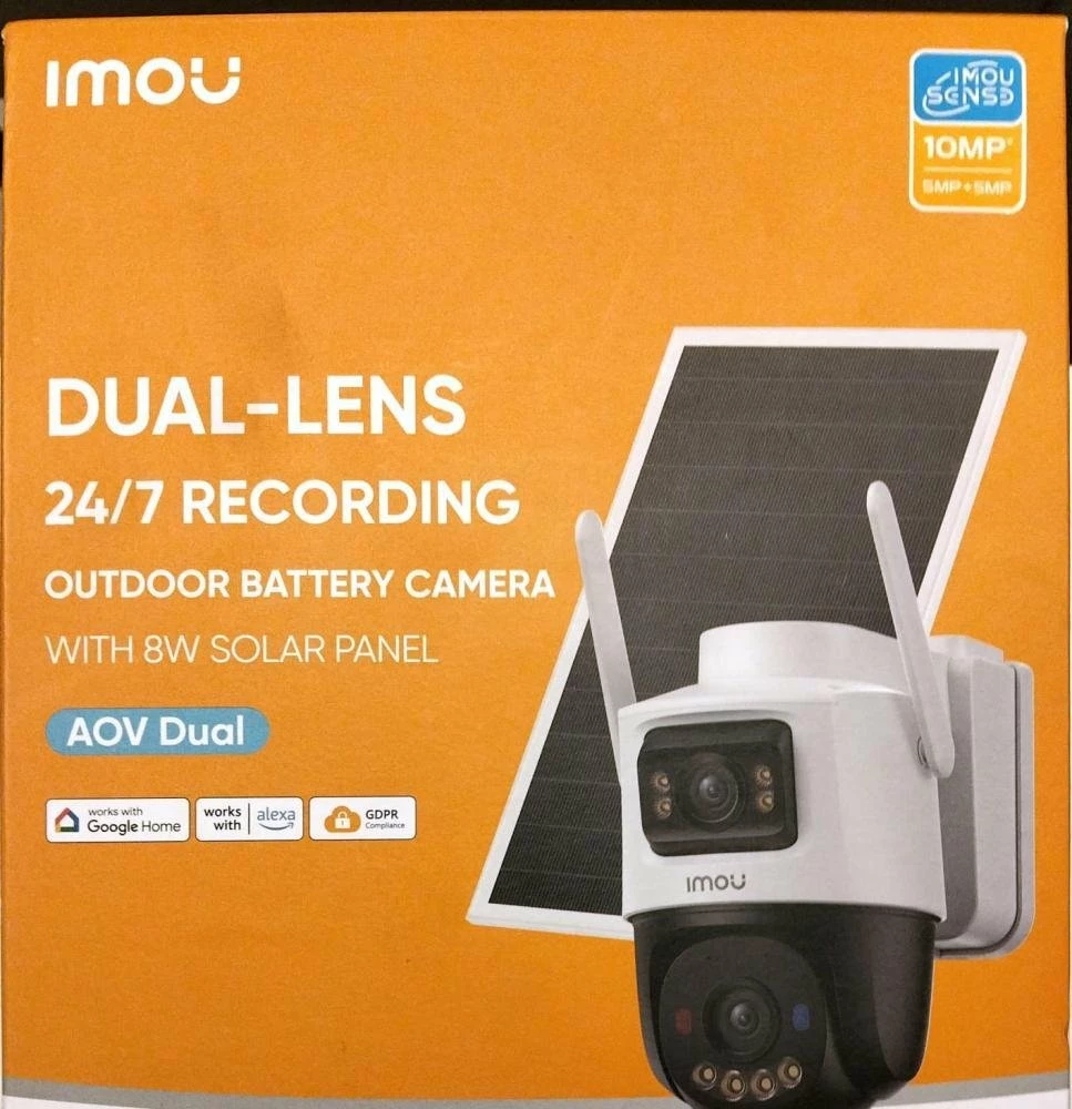 Kamerë IP e jashtme IMOU AOV Dual IPC-SA70F-10M0T2-EU 5MP+5MP WiFi 2.4/5GHz 4G me panel solar 8W, bardhë/zi, set