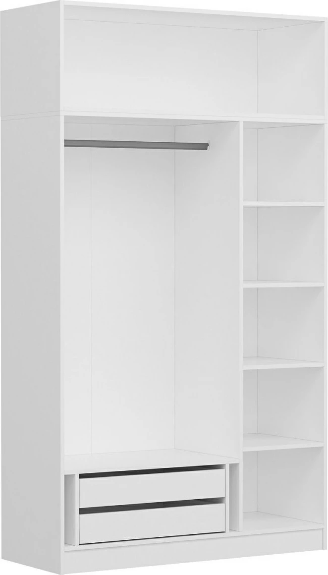 Dollap Skye Decor, 3 kapak, 2 sirtar, 255cm, bardhë-antracit