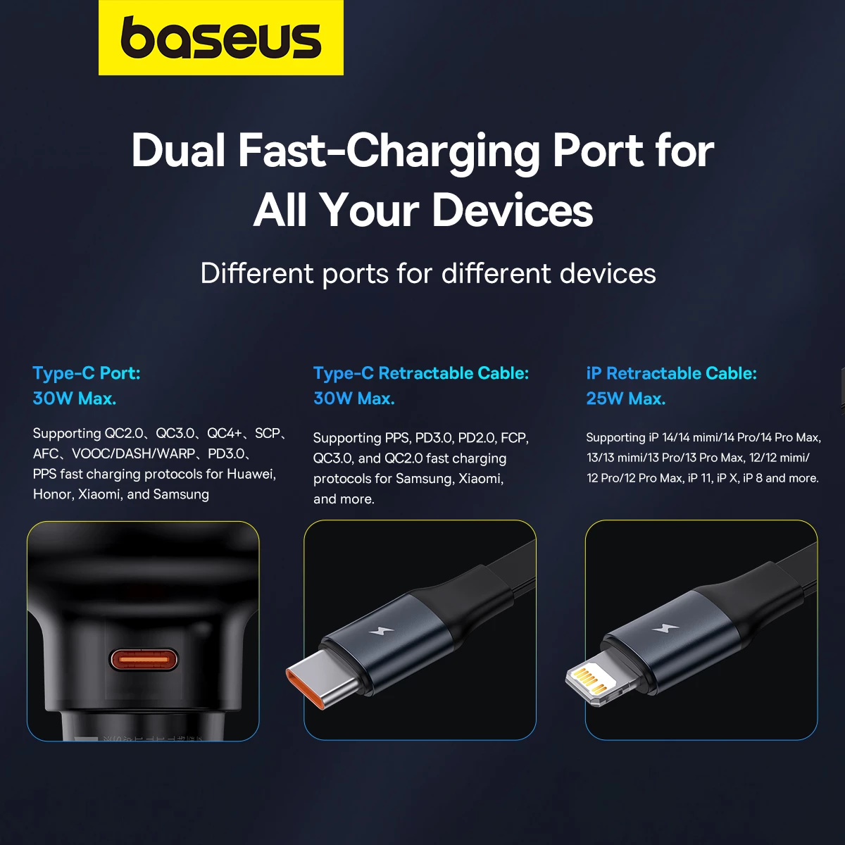 Karikues veture Baseus Enjoyment, 60W, me kabllo USB-C/Lightning, i zi