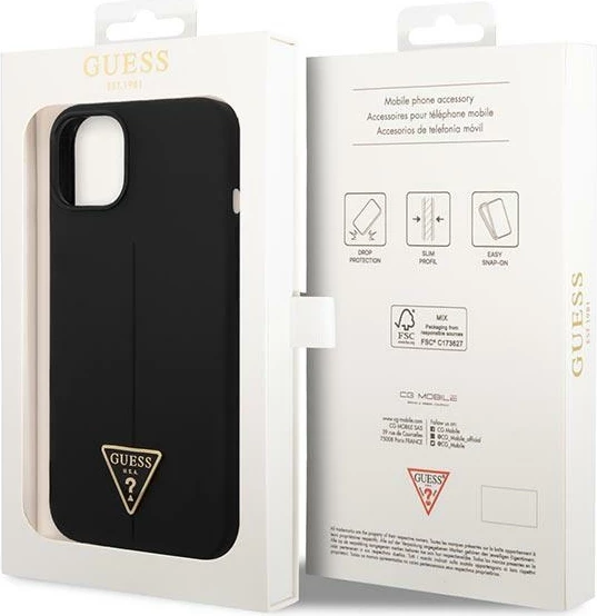 Mbështjellës Guess GUHCP14MSLTGK për iPhone 14 Plus 6.7", silikon, i zi
