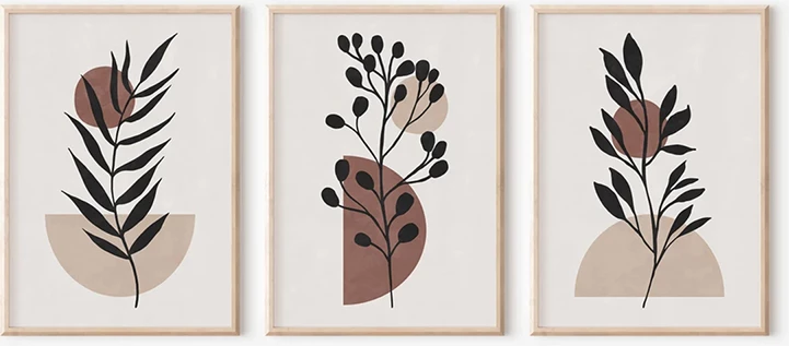 Set pikturash triptik Stenfy, print digjital, kornizë druri, shumëngjyrëshe, 33x1.5x48cm