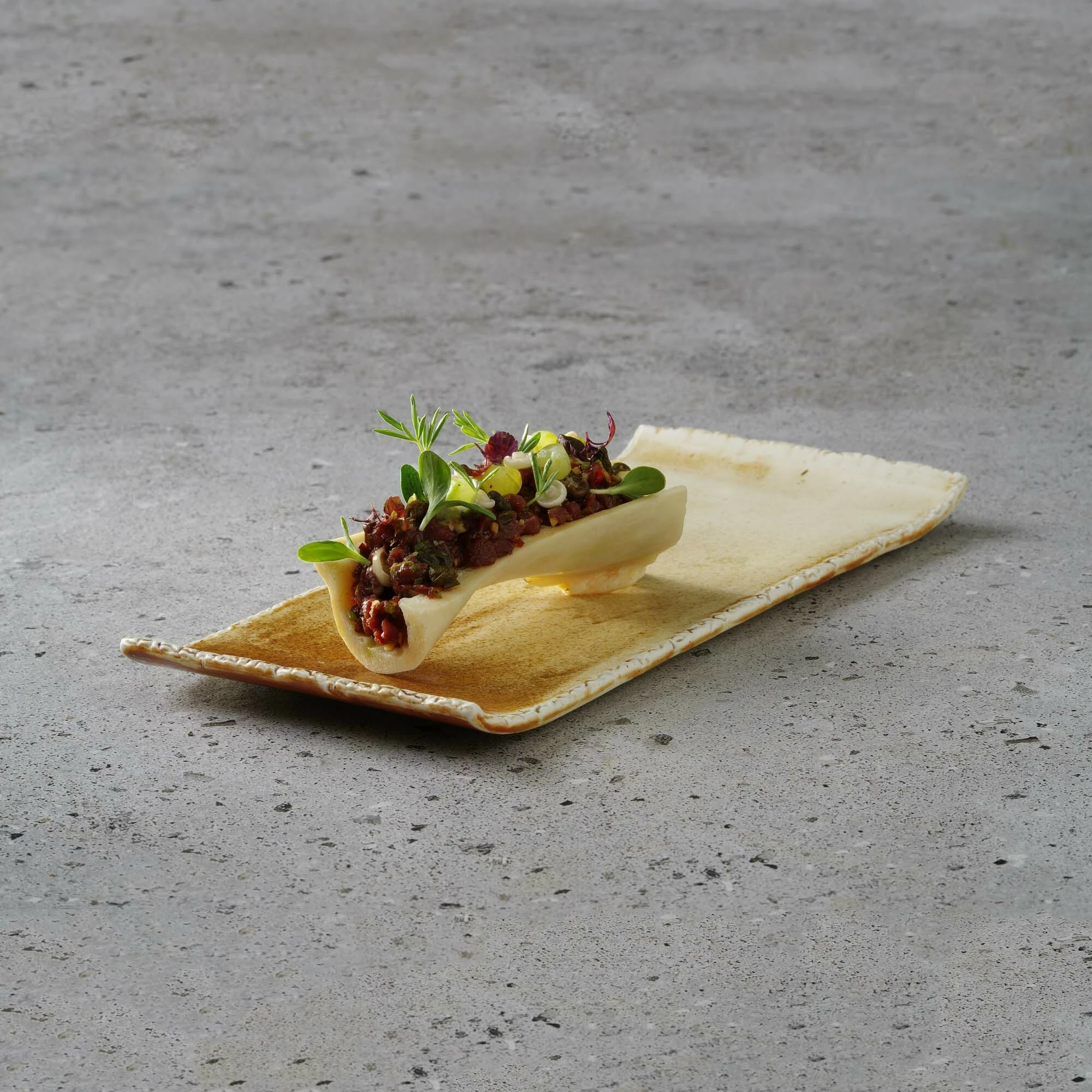 Pjatë drejtkëndore Fine Dine Constancy 340x150 mm, kafe, set 3 copë