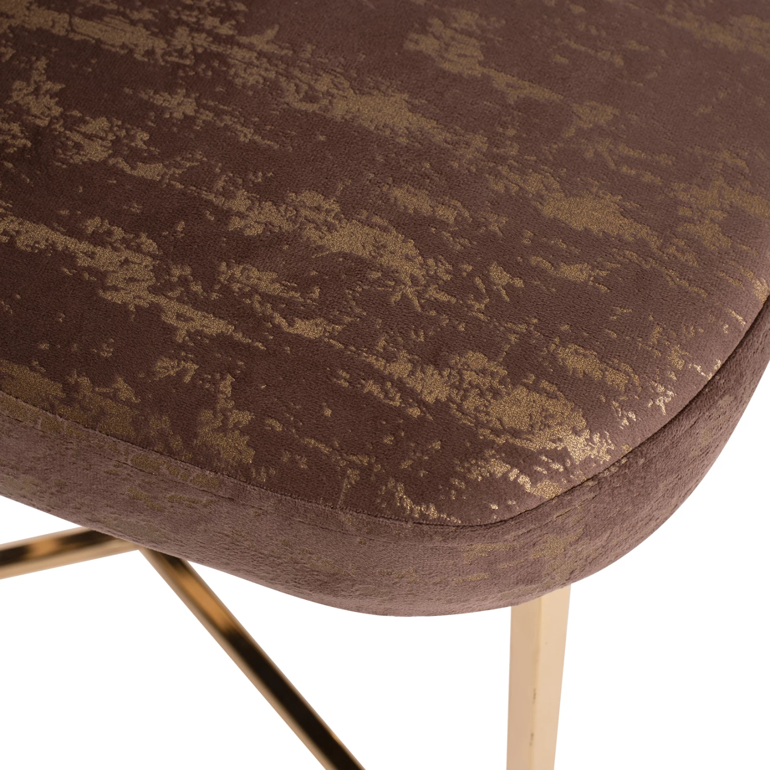 Karrige profesionale ZIZI, kadife kafe, bazë e artë, 52x62x92H cm