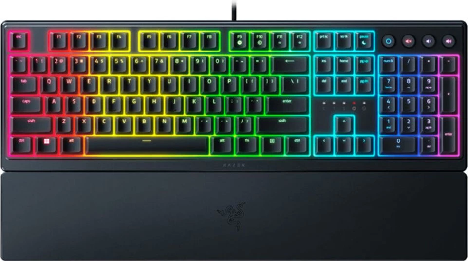 Tastierë Razer Ornata V3 RZ03-04460100-R3M1, layout US-Intl, me ndriçim RGB, me mbështetëse kyçesh, e zezë