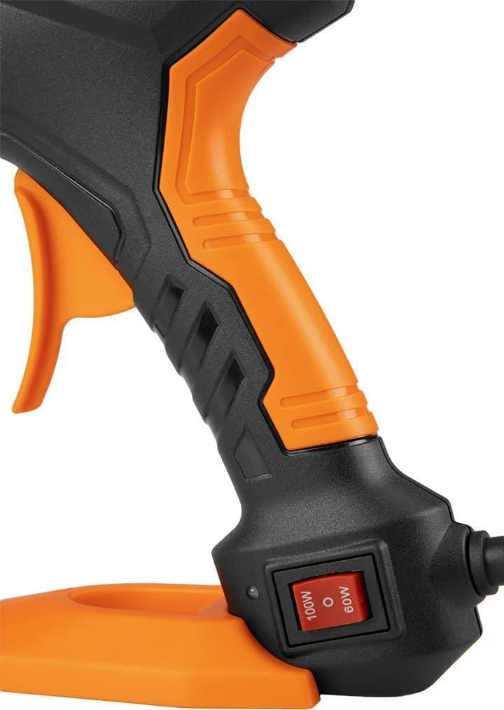 Pistoletë ngjitëse termike Neo 17-100 100 W, 11 mm, set 12 shkopinj + 3 mbrojtëse gishti + këllëf, e zezë/portokalli