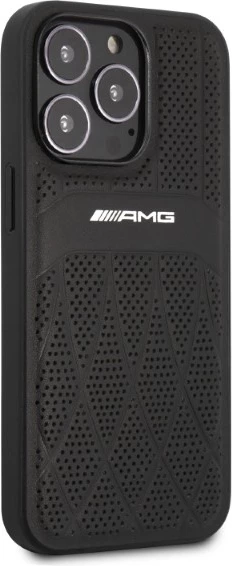 Mbështjellës Mercedes AMG AMHCP13LOSDBK për iPhone 13 Pro/13 6.1", lëkurë, zi