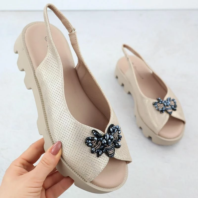 Sandale platforme Potocki SZ12610, të arta