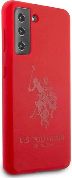 Mbështjellës U.S. Polo Assn. USHCS21SSLHRTRE për Samsung Galaxy S21, silikon, i kuq