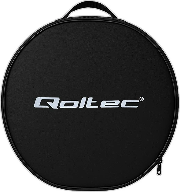 Karikues mobil EV, Qoltec 52574, Type 2, 3.5kW 230V, 1-fazë, rregullim 8A/10A/13A/16A, kabllo 4m, LCD, IP65 IK09, me çantë, e zezë e gjelbër