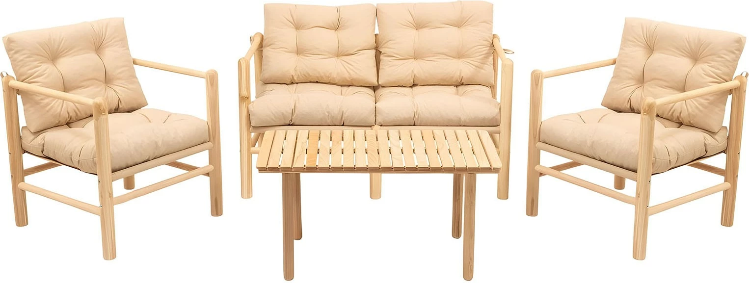 Tavolinë me karrige për terasë, 4 copë, Skye Decor, My028, natyrale/krem