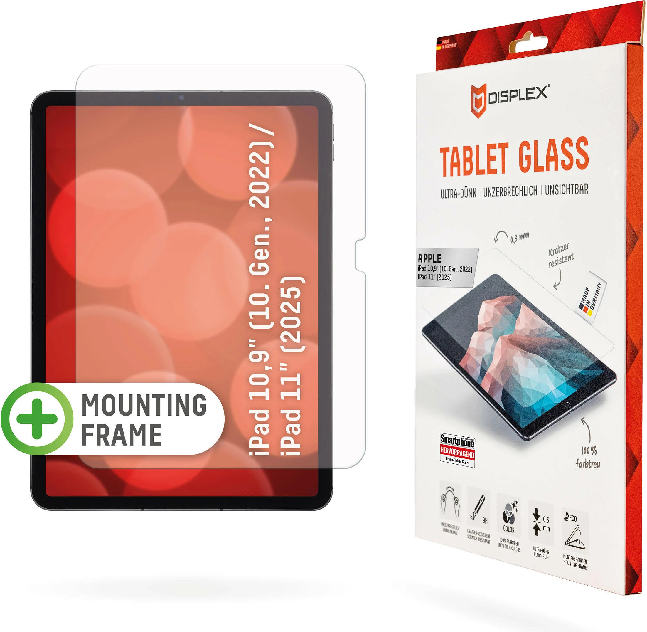 Xham mbrojtës Displex Tablet Glass 9H për Apple iPad 10.9" Gen 10 (2022) / iPad 11" (2025), transparent
