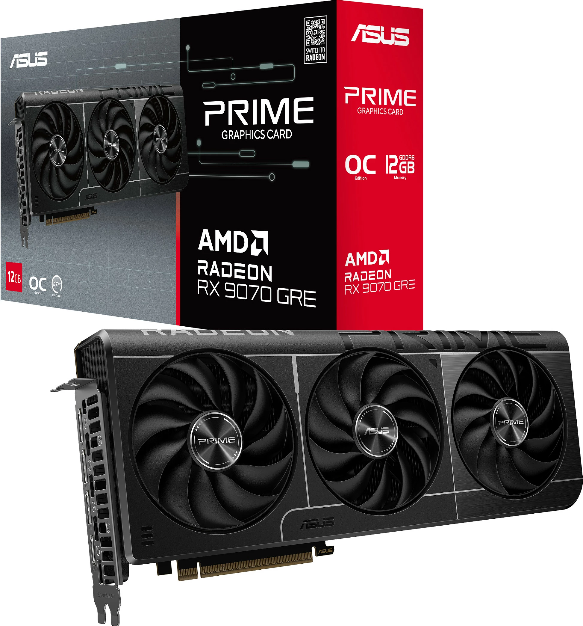 Kartelë grafike ASUS PRIME OC Radeon RX 9070 GRE, 12GB GDDR6, PCIe 5.0, me ngjyra