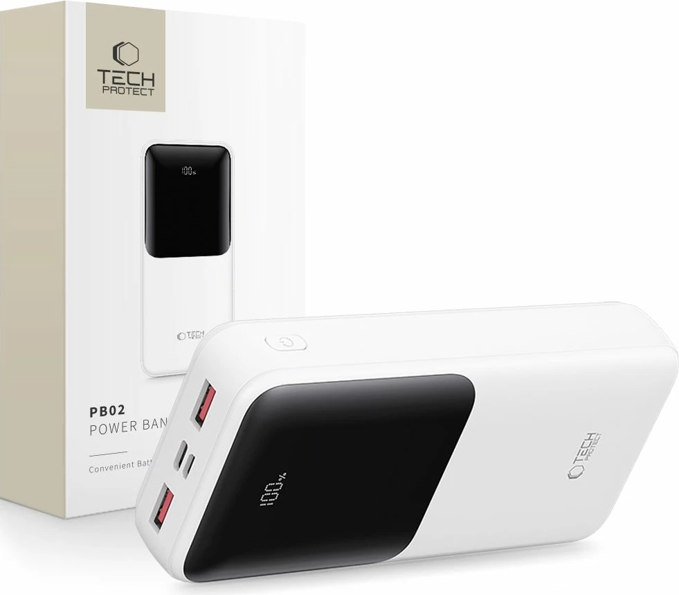 Powerbank Tech-Protect PB02 20000mAh 22.5W, Bardhë
