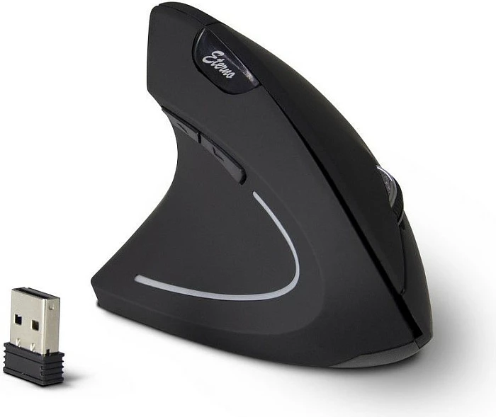 Maus vertikal wireless Inter-Tech KM-206L, majtak, 1600 DPI, USB nano, zi/bardhë