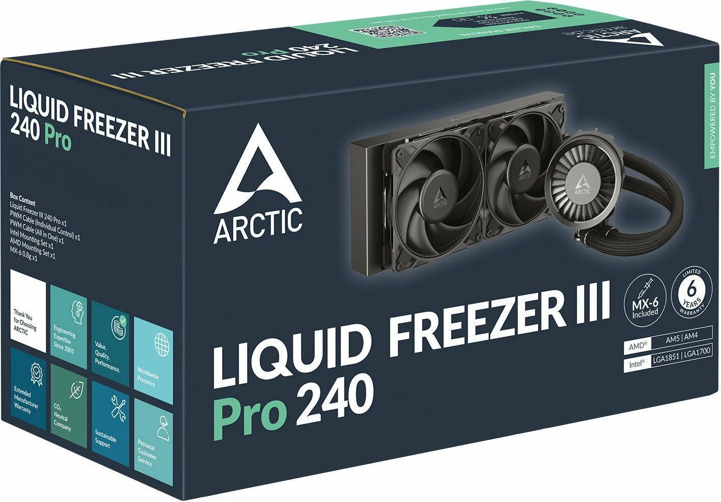 Ftohje me ujë Arctic Liquid Freezer III Pro 240 ACFRE00178A, radiator 240 mm, 2x120 mm PWM, e zezë
