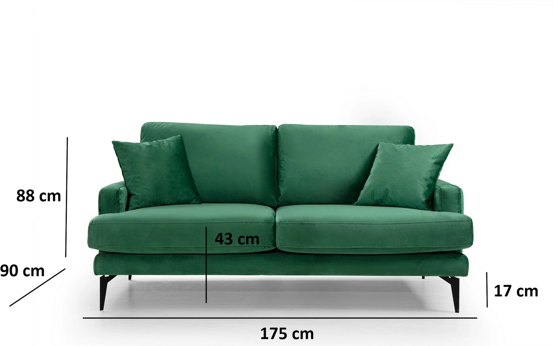 Divan dy ulëshe, ngjyrë e gjelbër, Papira 2 Seater