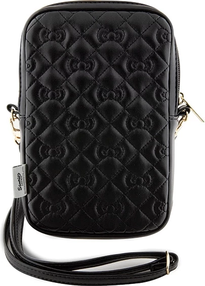 Çantë dore Hello Kitty Quilted Bows Strap, lëkurë artificiale, e zezë