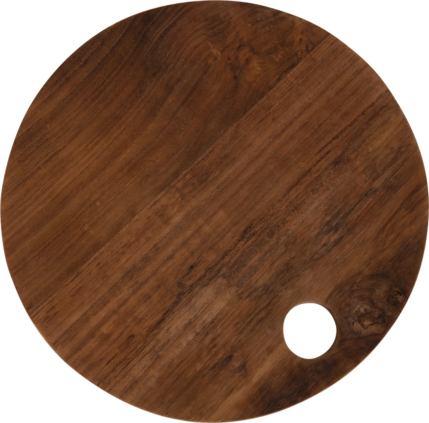 Dërrasë prerëse e rrumbullakët për kuzhinë FH4291, dru tik, ngjyrë natyrale, me vrimë për varje, Φ23x2H cm