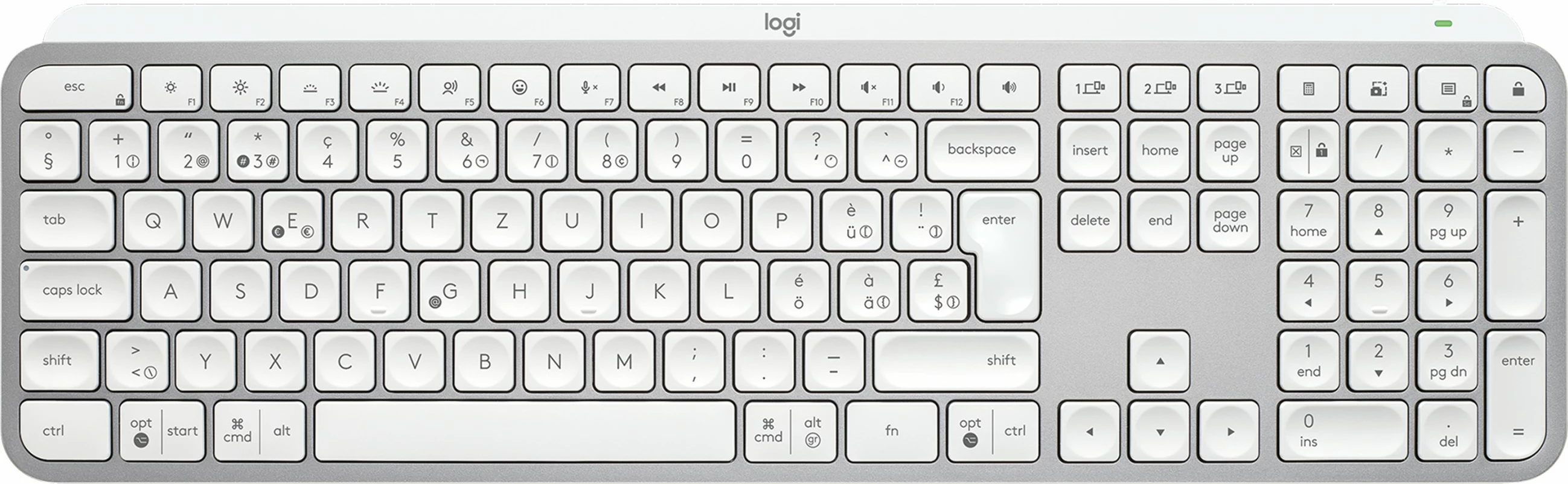 Tastierë Logitech MX Keys S, pale grey, CH, Bluetooth