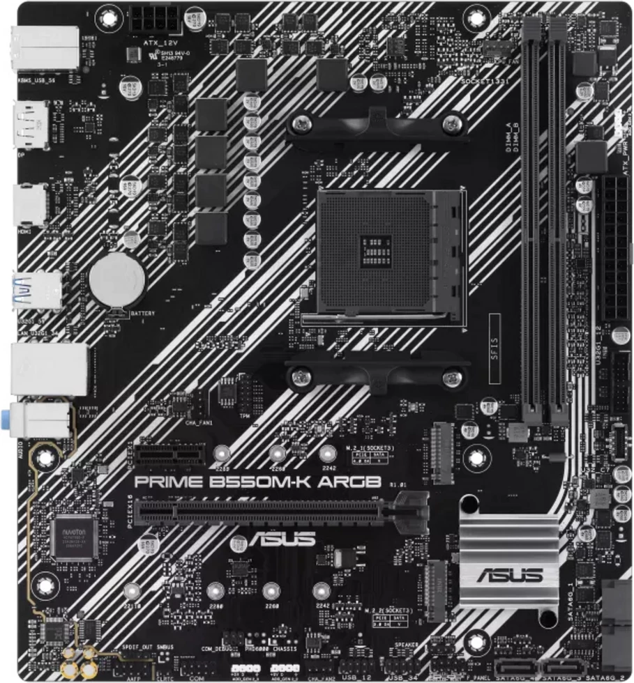 Pllakë amë, Asus, Prime B550M-K ARGB (90MB1GC0-M0EAY0), microATX, chipset B550, socket AM4, PCIe 4.0, Black/Light gray