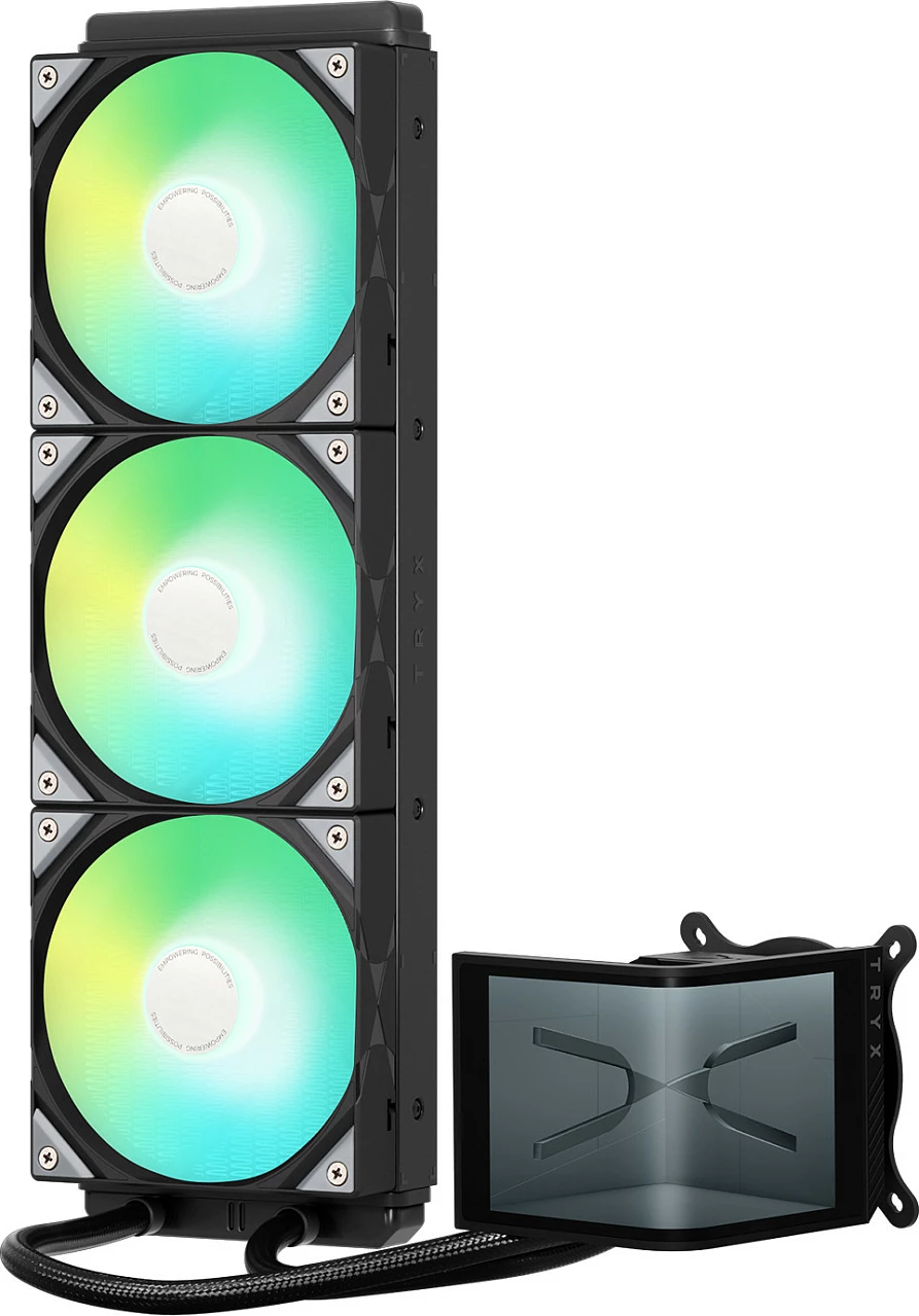 Ftohës uji për CPU TRYX PANORAMA SE ARGB 360, radiator 360mm, ekran 3D AMOLED, ARGB, zi