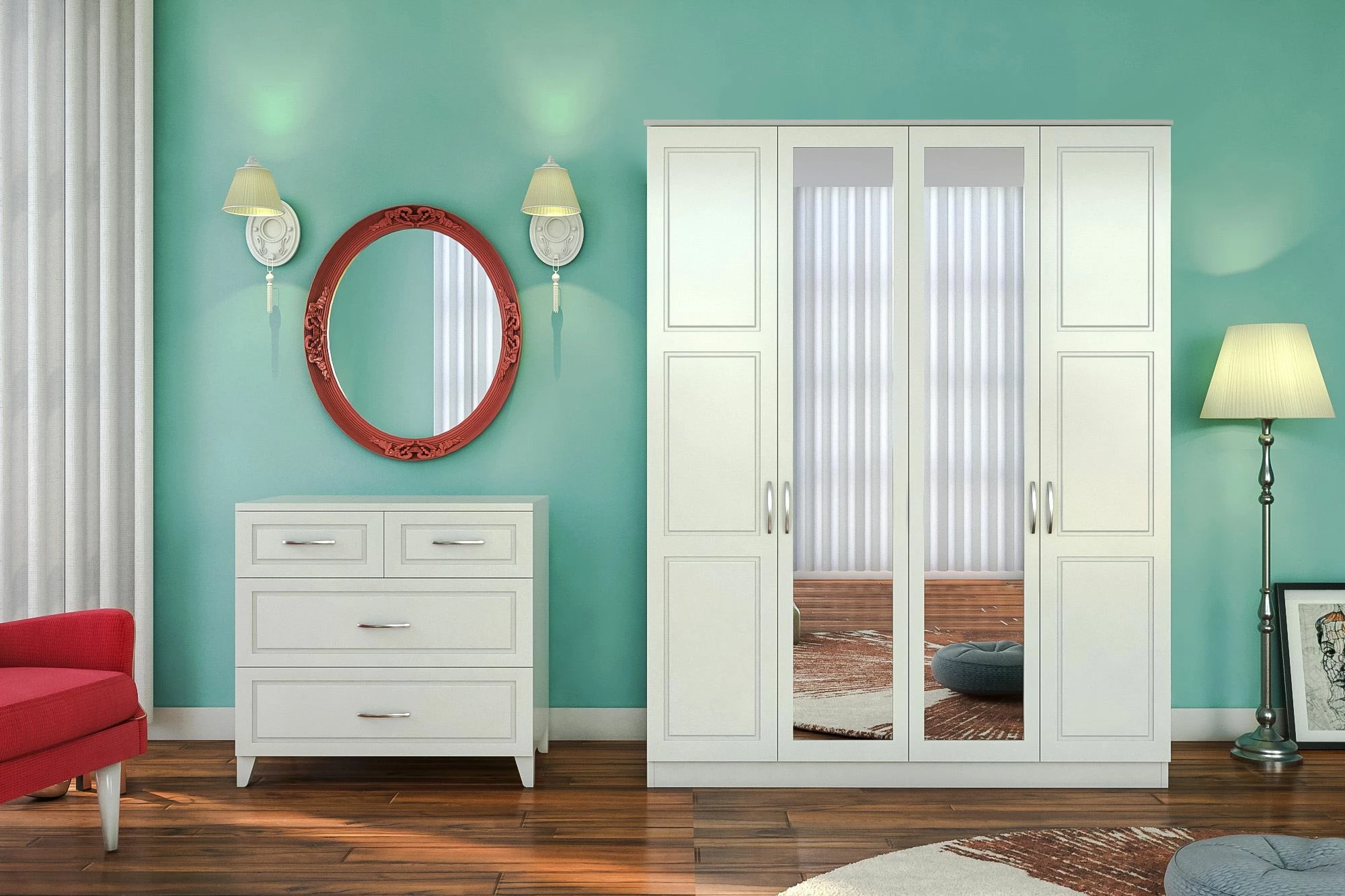 Dollap Skye Decor, ngjyrë e bardhë mat, RB-163