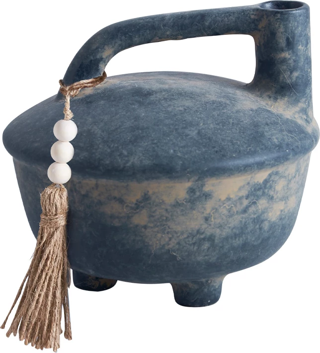 Vazo Fendra, qeramike, antracit-bezhë, 18x17x16cm