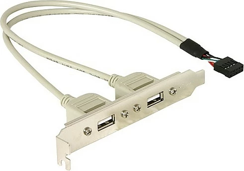 Slotbracket USB DeLOCK, 1x USB 5-pin i brendshëm në 2x USB 2.0 USB-A të jashtme, 0.3 m