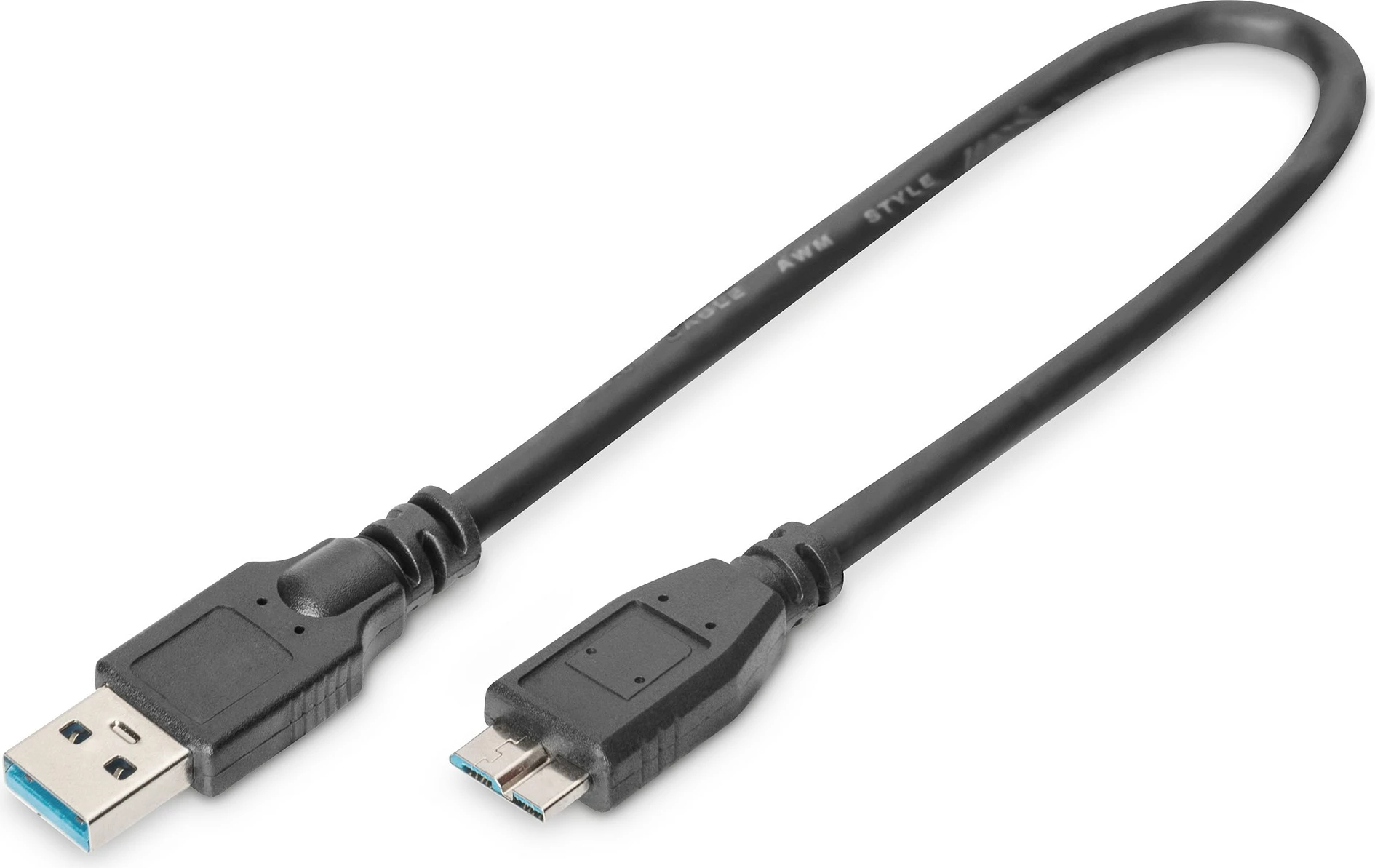 Kabllo USB 3.0 Digitus, 0.25m, USB A në Micro-USB B, e zezë