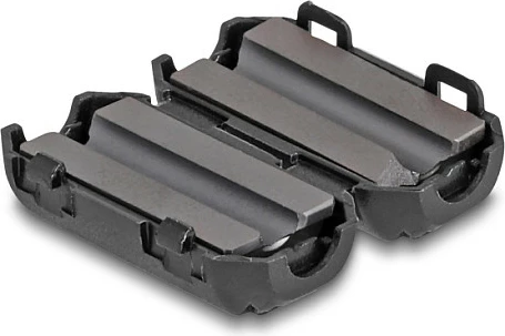 Bërthamë ferriti DeLOCK 80943, clip-on për kabllo të rrumbullakëta, 2 copë, 25.2 x 13 x 11.8 mm, e zezë