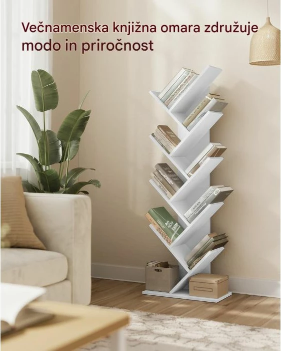 Raft librash VASAGLE LBC11WTV1, formë peme, 9 nivele, 50x25x141 cm, e bardhë