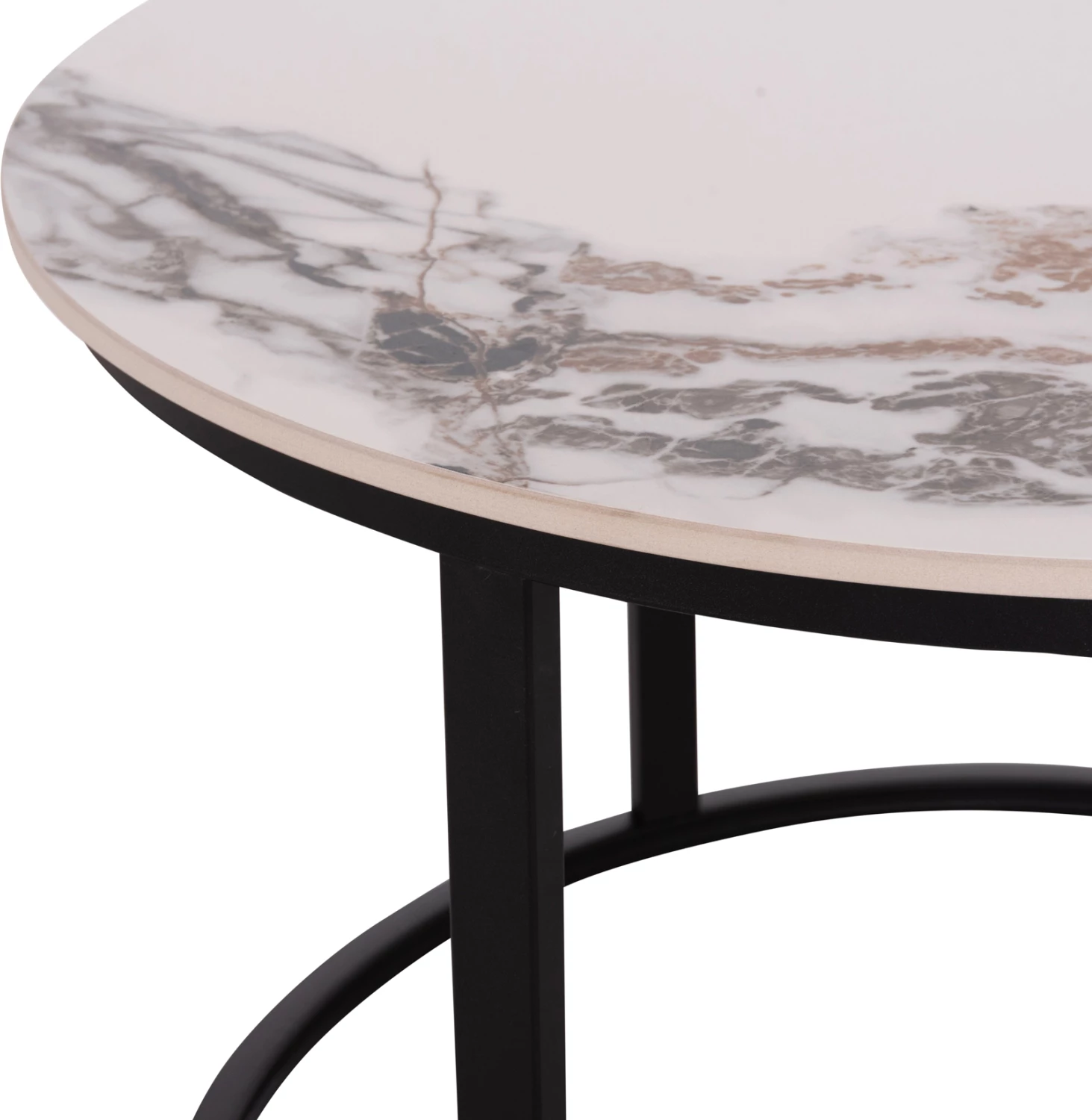 Set tavolina kafeje 2 copë TALOS, mermer i bardhë me damarë kafe, FH18140.03, 70x45.5cm