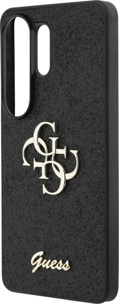 Mbështjellës Guess Fixed Glitter Big 4G për Samsung Galaxy S26 Ultra, hardcase TPU/PC, logo metalike, e zezë, në kuti