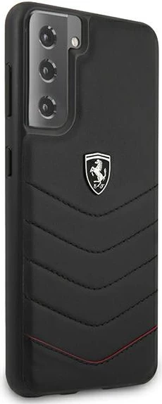 Mbështjellës Ferrari Off Track Quilted për Samsung Galaxy S21, i fortë, lëkurë natyrale, i zi
