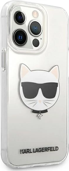 Mbështjellës Karl Lagerfeld KLHCP13XCTR për iPhone 13 Pro Max 6.7", transparent Choupette Head