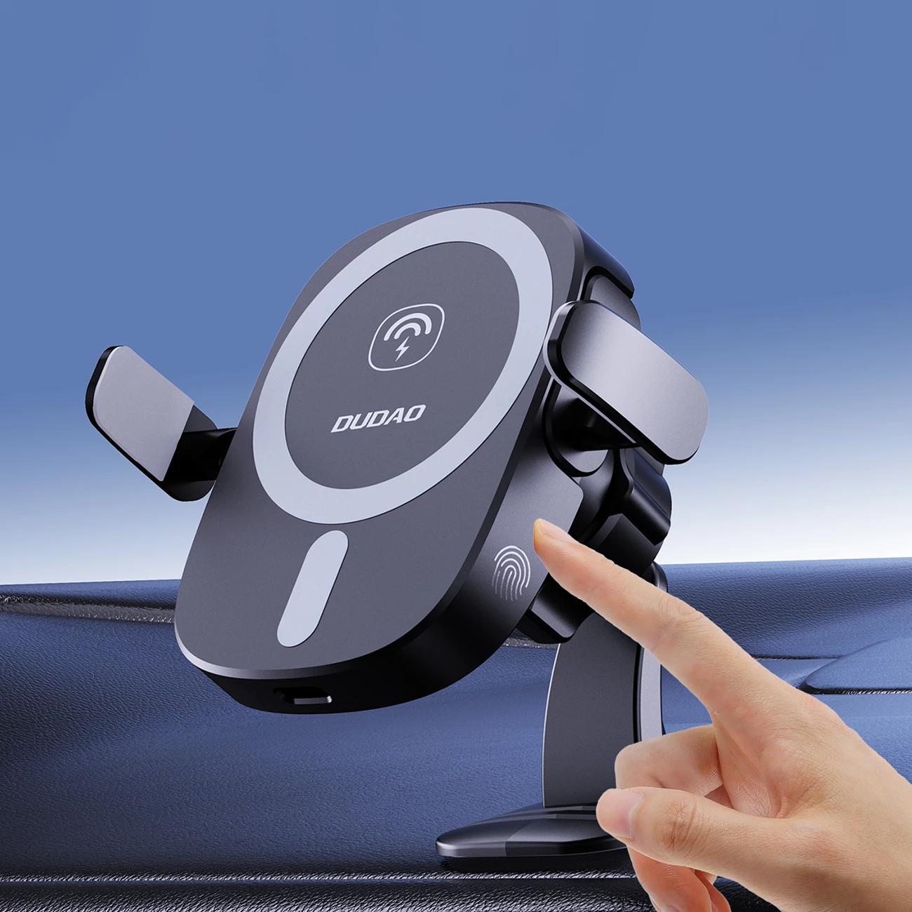 Mbështjellës magnetik për veturë Dudao FW11 me karikues wireless 15W, i zi
