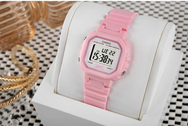 Orë dore digjitale femra CASIO LA-20WH-4A1EF, rozë, me kuti