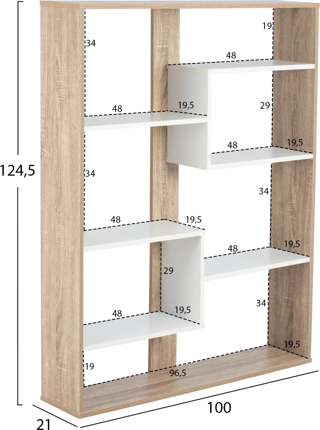 Raft librash MARCELINE FH8772.01 100Χ21Χ124.5 bardhë