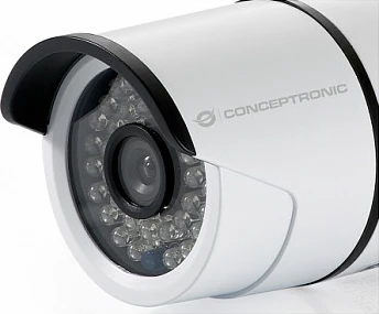 Kamerë sigurie IP Conceptronic Jareth, 2MP 1080p, Wi-Fi + LAN, Night Vision 20m, IP66, e bardhë