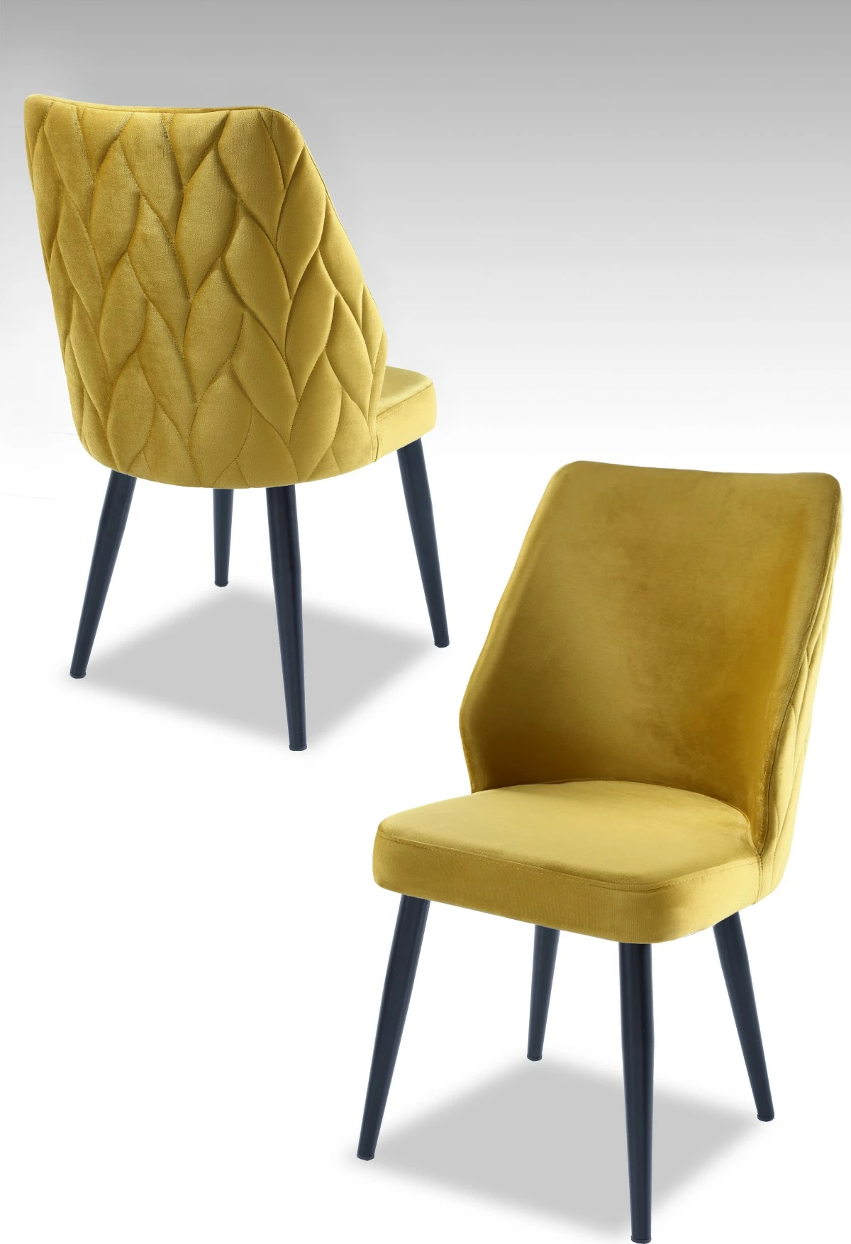 Set karrigesh (4 copë) Hanah Home, Pufi, e verdhë, e zezë