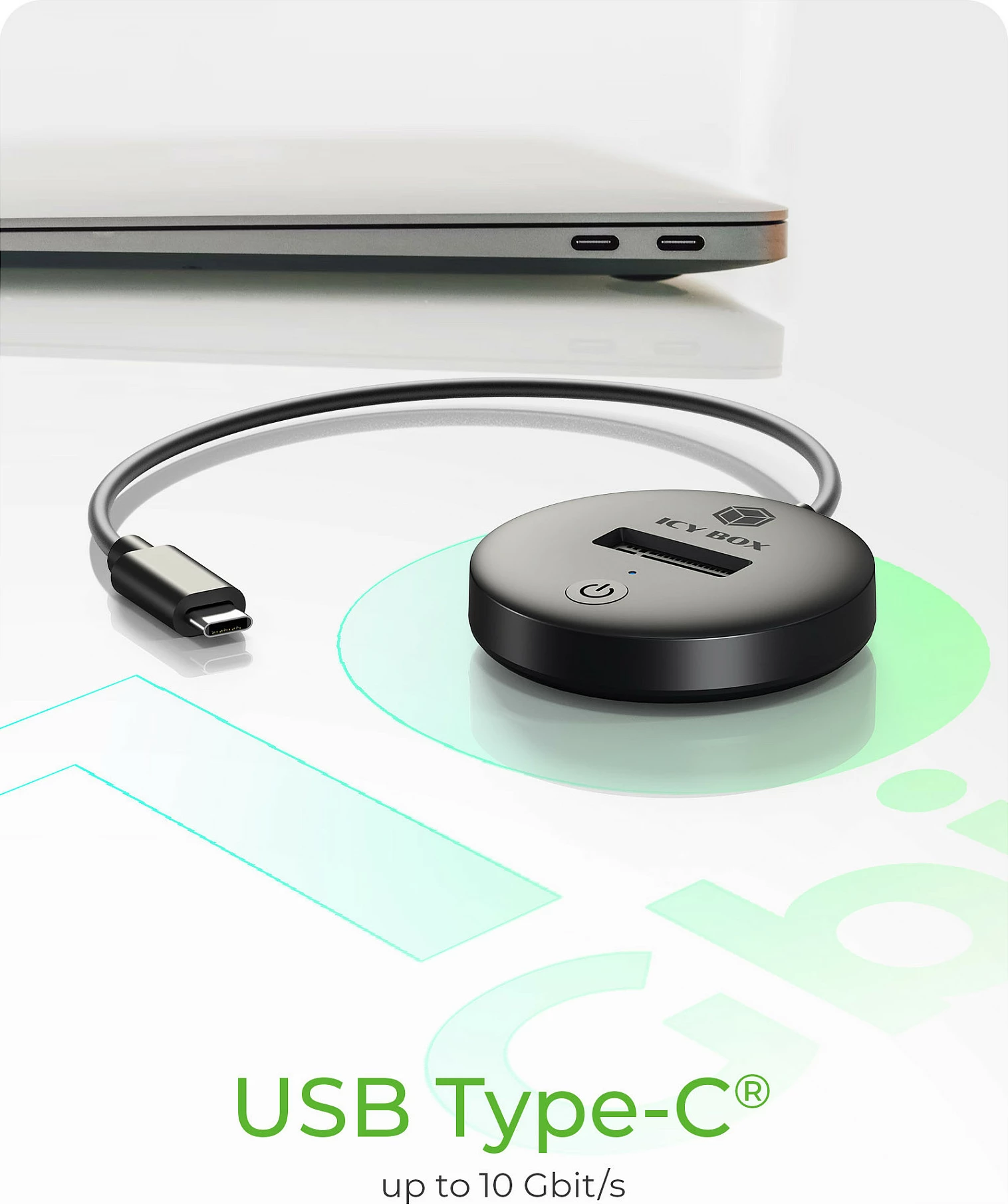 Docking station ICY BOX IB-1610MCD-C31, M.2 SATA SSD, USB-C 3.2 Gen2 10Gbps, e zezë