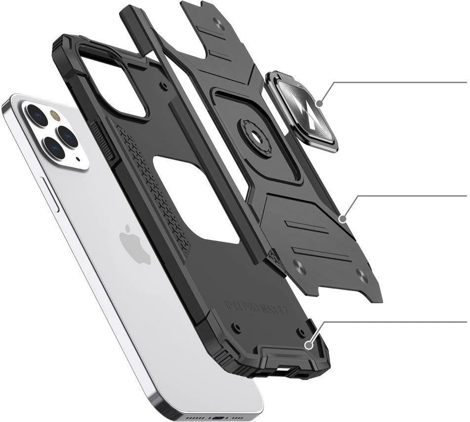 Mbështjellës Wozinsky Ring Armor me këmbë dhe ring holder për iPhone 13 mini, argjendtë