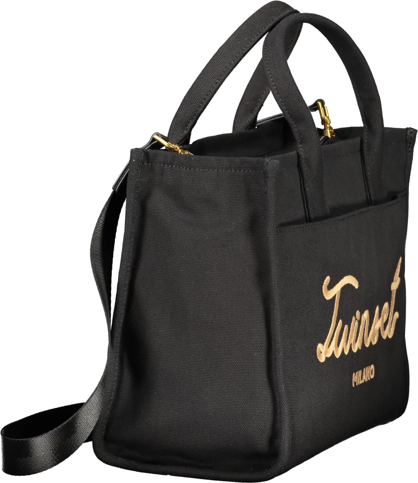 Çantë dore TWINSET, model tote, femra, e zezë