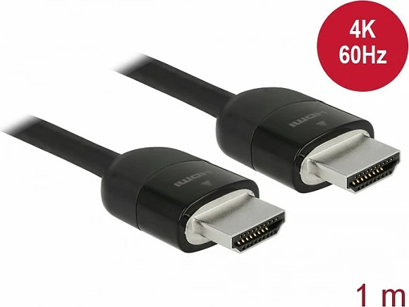 Kabllo HDMI DeLOCK 84963, 1 m, 18 Gbit/s, 4K, ARC, e zezë