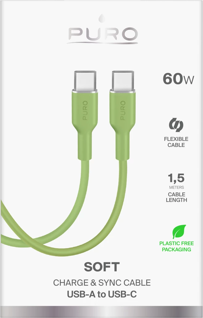 Kabllo USB-C në USB-C Puro ICON 1.5 m, e gjelbër